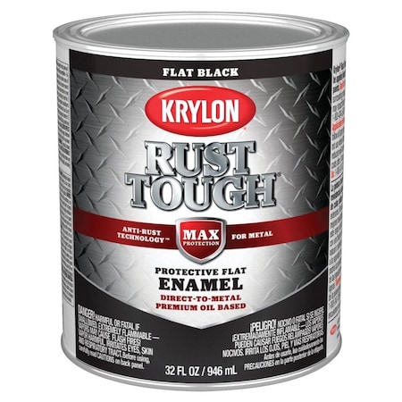 Krylon Rust Tough Oil-Based Flat Rust Control Enamel, Black, 1 Qt. K09711008